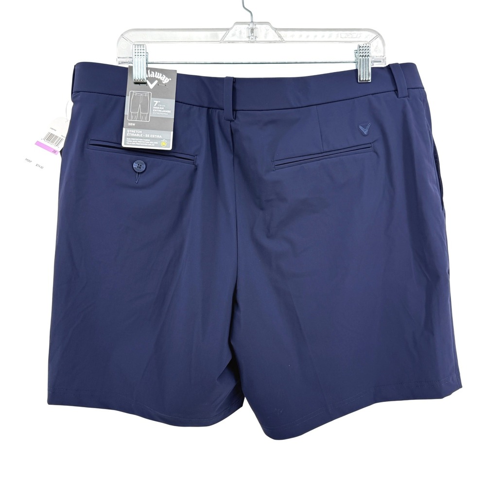 NEW Callaway Golf Shorts Mens 38 Peacoat Blue Stretch 7" Inseam CGBSF0K8 Golf